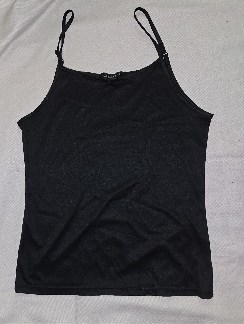 Notations sz Small Black Camisole Adjustable Straps 100% Polyester